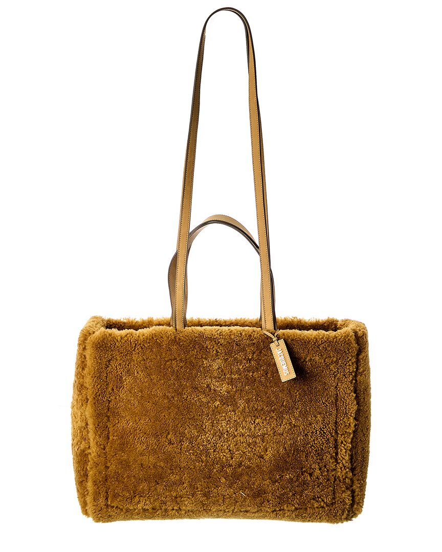 Jacquemus Le Cabas Neve Large Wool & Leather Tote Green ONE SIZE