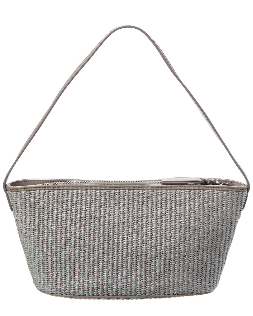Brunello Cucinelli Woven & Leather Shoulder Bag