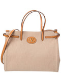 Valentino Vlogo Medium Canvas & Leather Tote