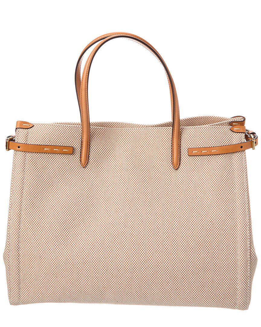 Valentino Vlogo Medium Canvas & Leather Tote