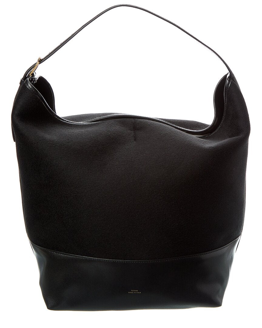 Toteme Wool & Leather Tote Black ONE SIZE