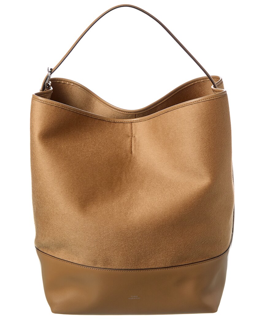 Toteme Wool & Leather Tote Brown Multi ONE SIZE