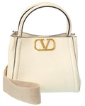 Valentino Vlogo Small Leather Tote, White