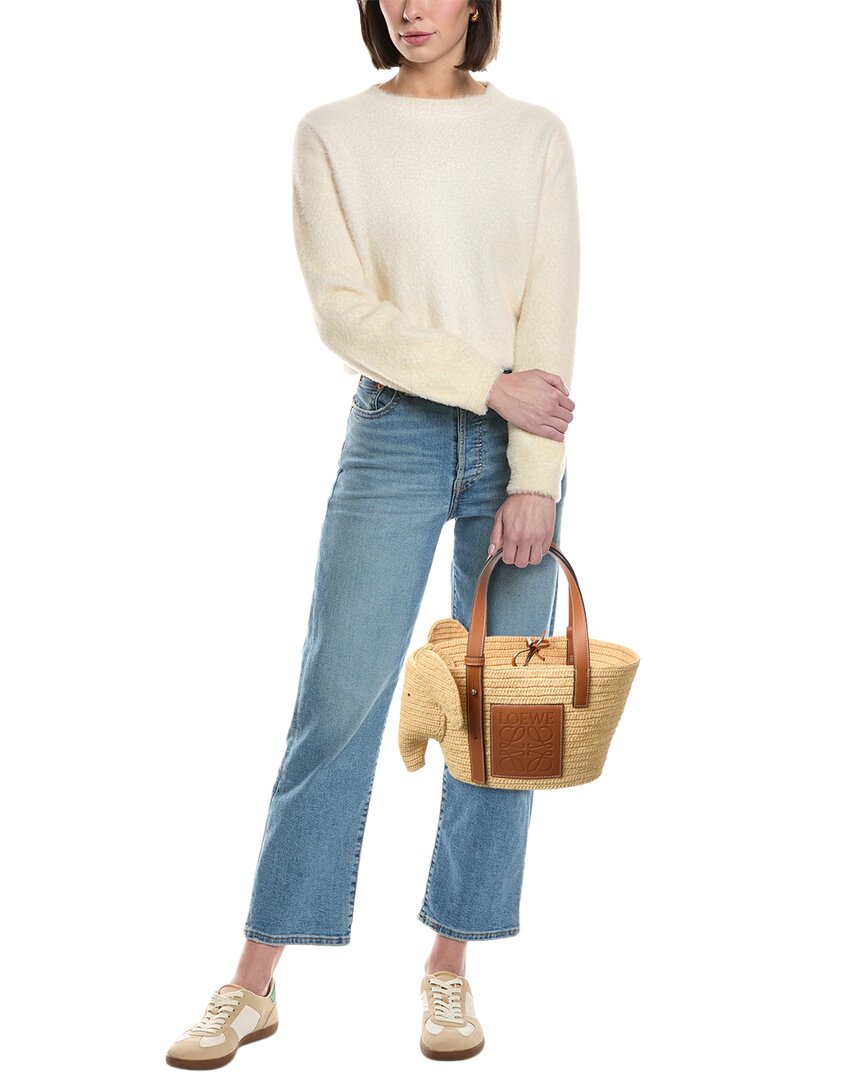 Loewe Elephant Small Raffia & Leather Basket Tote