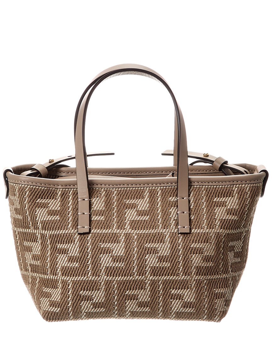 Fendi Roll Mini Ff Jacquard & Leather Tote