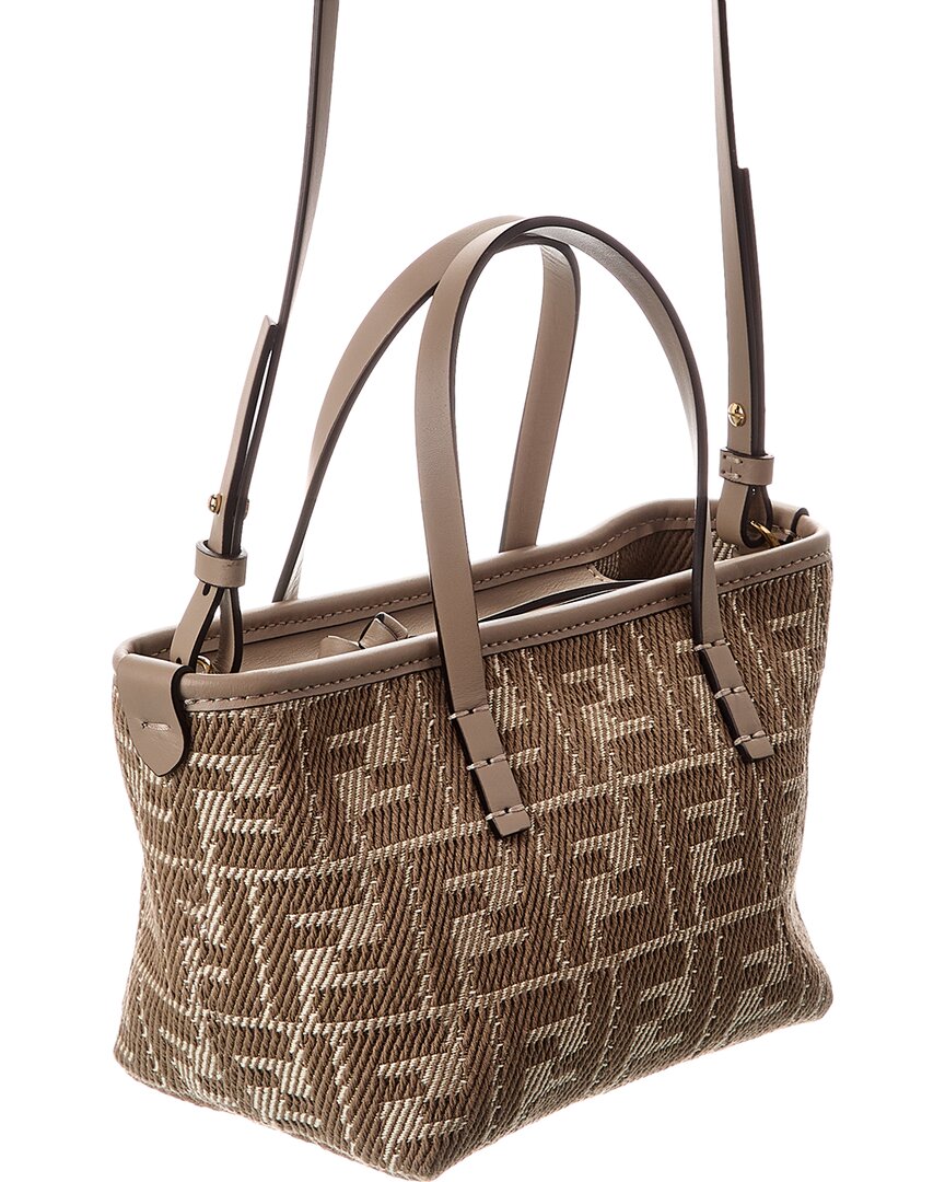 Fendi Roll Mini Ff Jacquard & Leather Tote