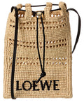 Loewe Drawstring Pocket Raffia & Leather Crossbody