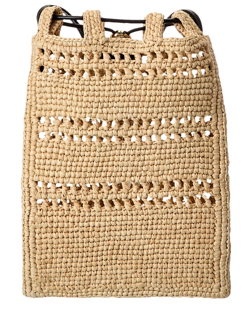 Loewe Drawstring Pocket Raffia & Leather Crossbody