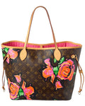 Louis Vuitton Brown Monogram Roses Coated Canvas Neverfull (Authentic Pre-