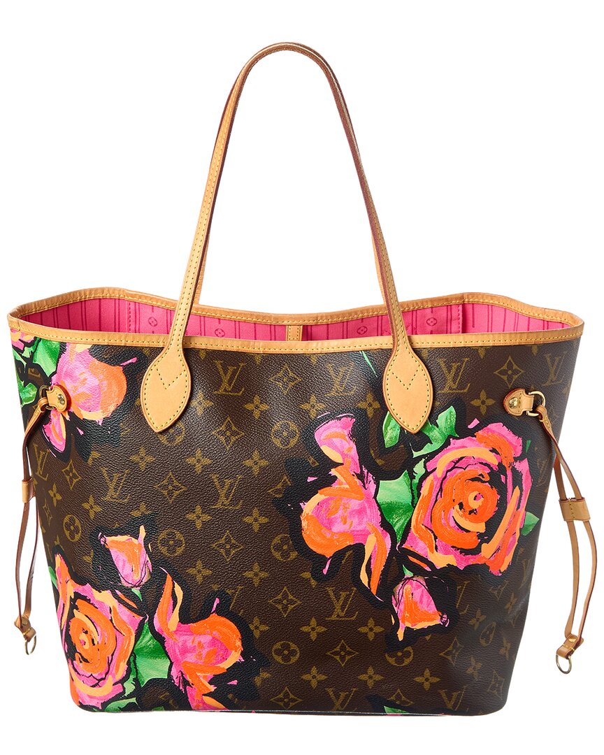 Louis Vuitton Brown Monogram Roses Coated Canvas Neverfull (Authentic Pre-