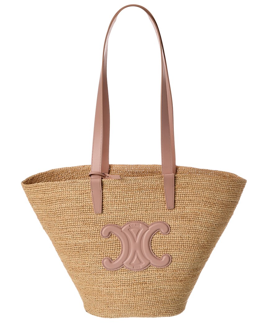 Celine Classic Panier Raffia & Leather Tote