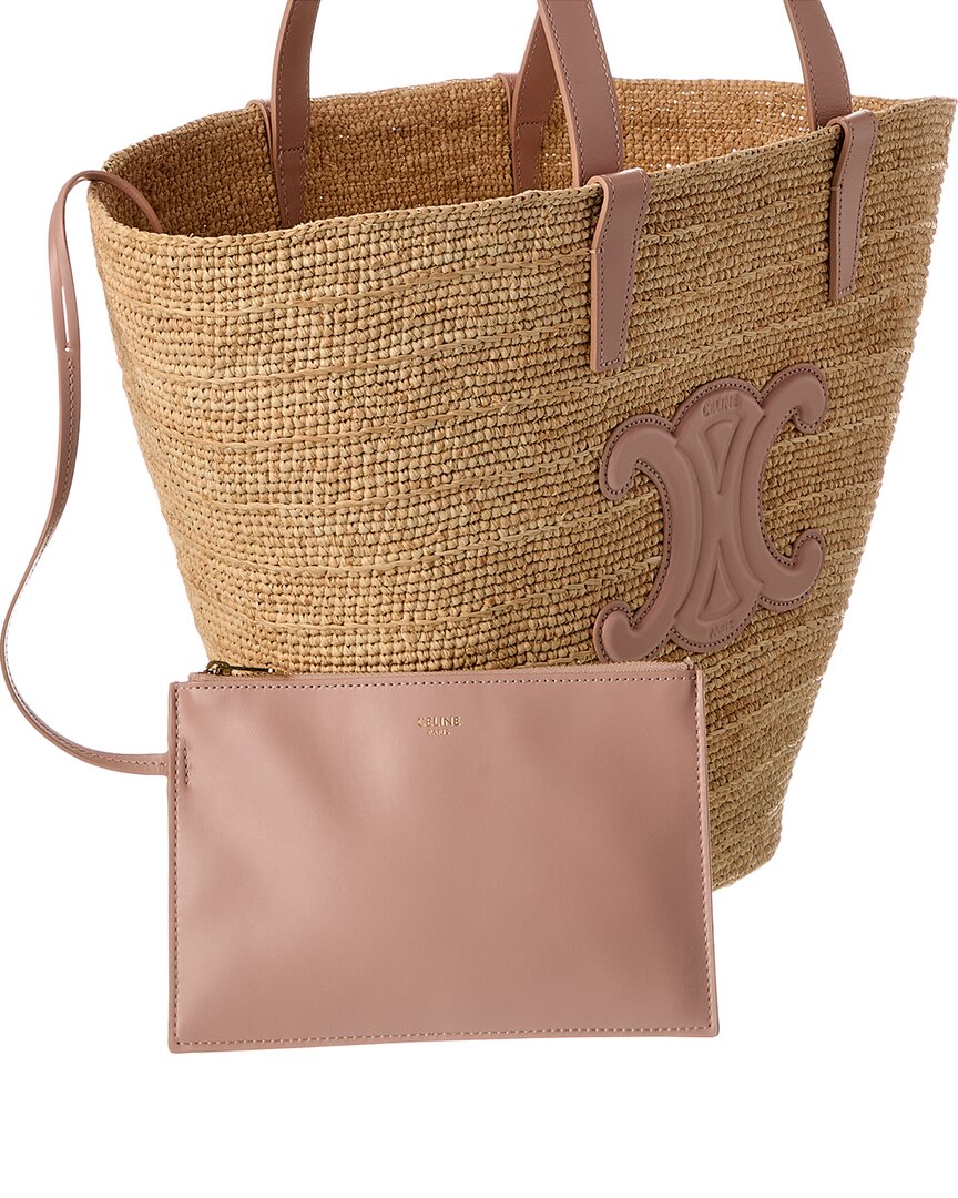 Celine Classic Panier Raffia & Leather Tote
