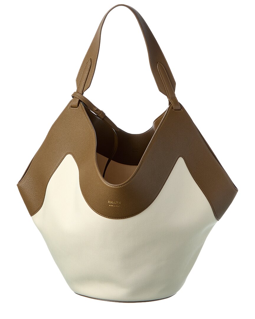 Khaite Lotus Medium Canvas & Leather Tote