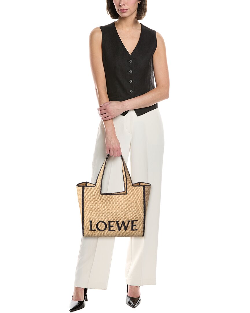 Loewe Font Large Raffia Tote