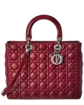 Dior Red Cannage Leather Large Lady Dior (Authentic  )