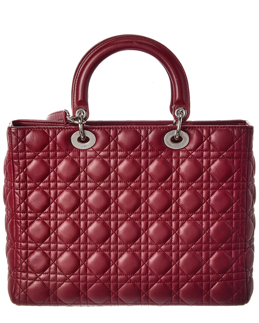 Dior Red Cannage Leather Large Lady Dior (Authentic  )