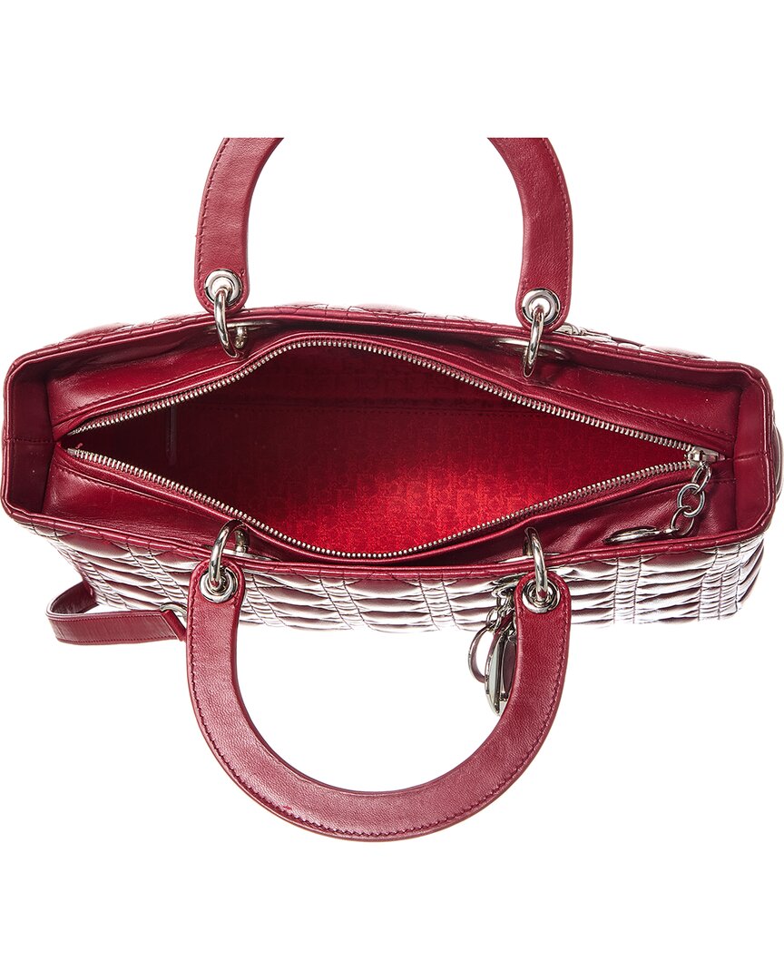 Dior Red Cannage Leather Large Lady Dior (Authentic  )