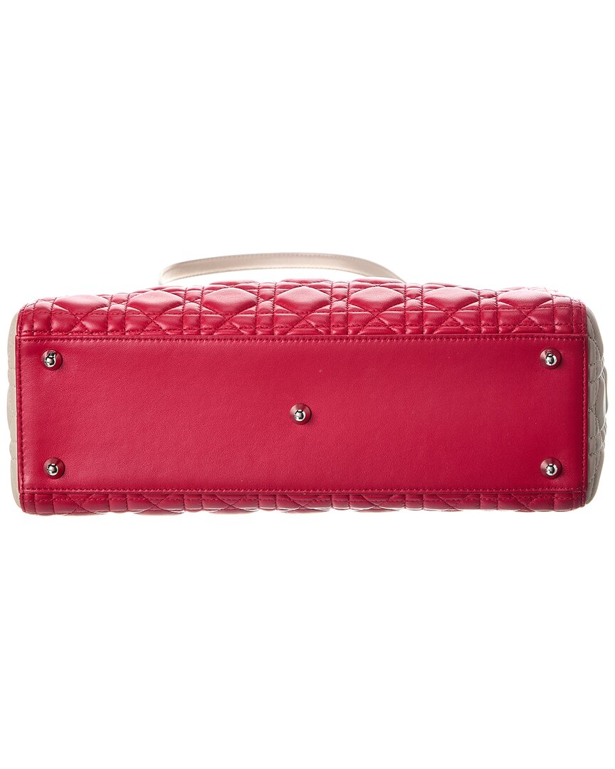 Dior Pink Lambskin Leather Cannage Large Lady Dior (Authentic  )