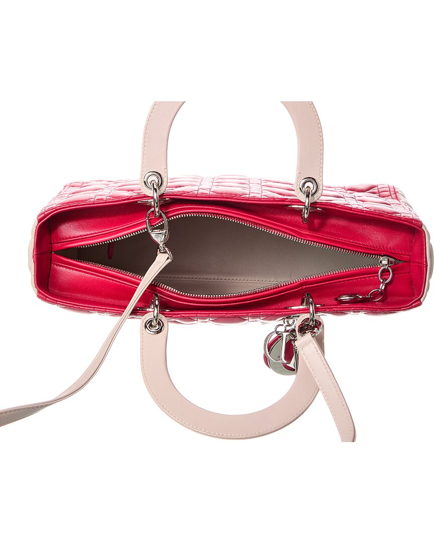Dior Pink Lambskin Leather Cannage Large Lady Dior (Authentic  )