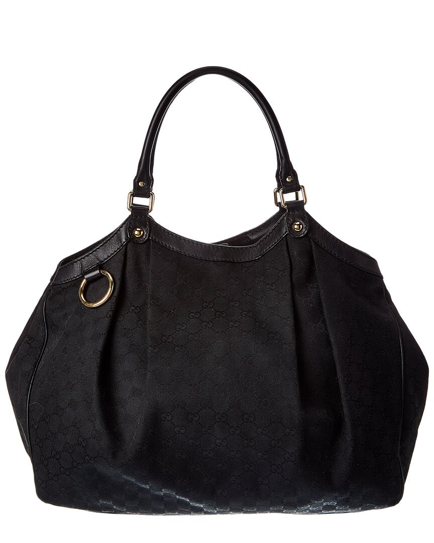 Gucci Black Gg Canvas Large Sukey Tote (Authentic  )