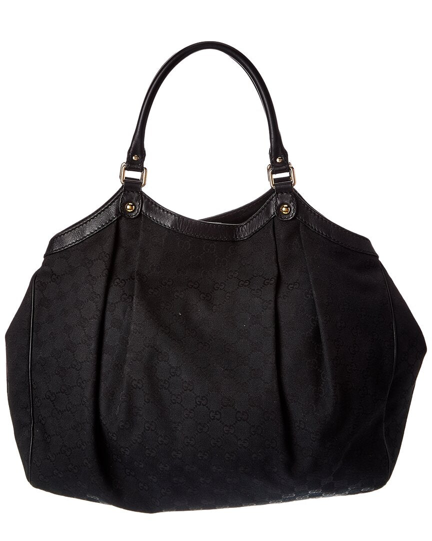 Gucci Black Gg Canvas Large Sukey Tote (Authentic  )