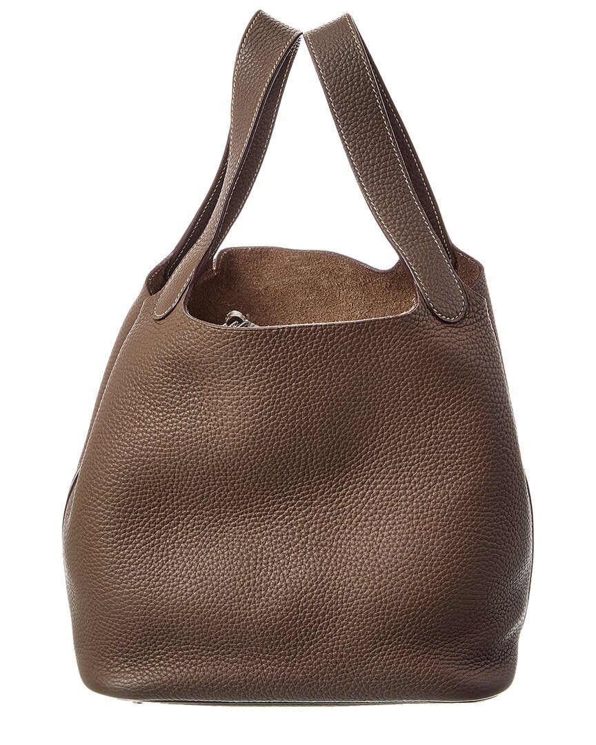 Hermès Etoupe Clemence Picotin 22 (Authentic  )