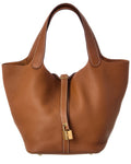 Hermès Brown Taurillon Clemence Picotin 22 (Authentic  )