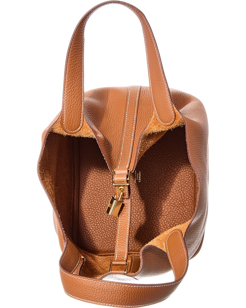 Hermès Brown Taurillon Clemence Picotin 22 (Authentic  )
