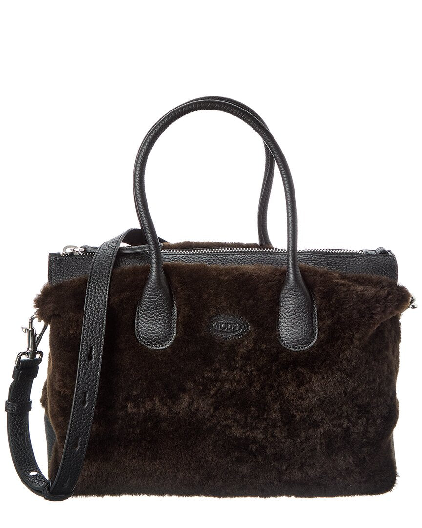 Tod’S Di Large Leather & Shearling Tote
