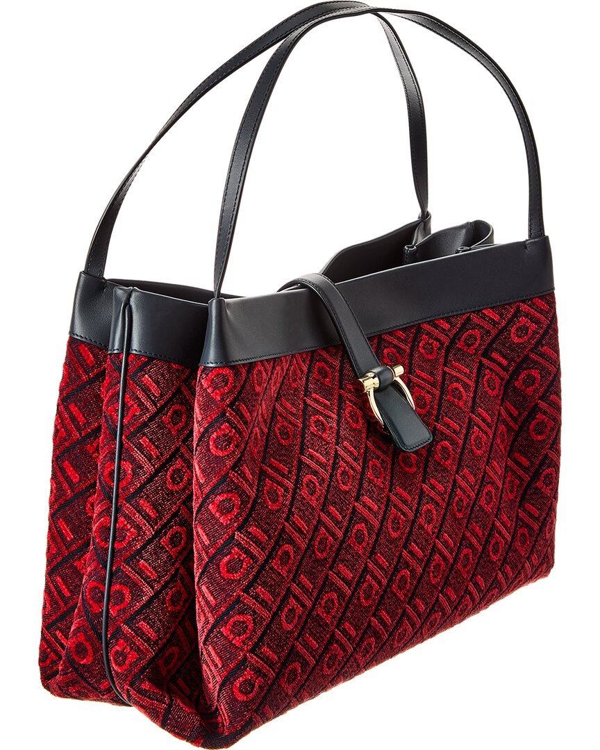 Ferragamo Monogram Canvas & Leather Tote