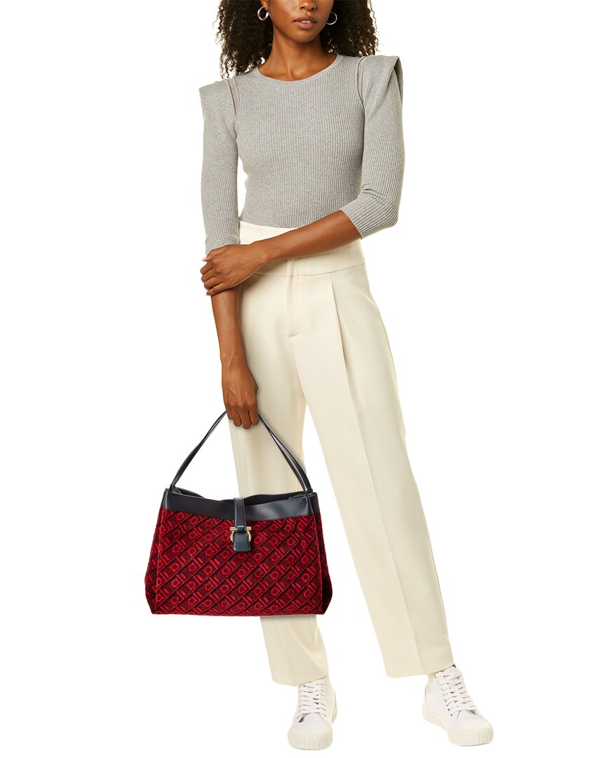 Ferragamo Monogram Canvas & Leather Tote