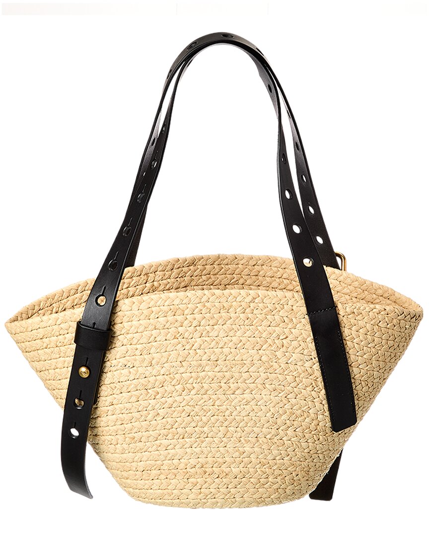 Loewe Punch Hole Small Raffia & Leather Basket Bag