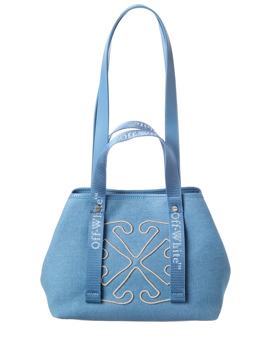 Off-White™ East West Small Denim & Leather Tote