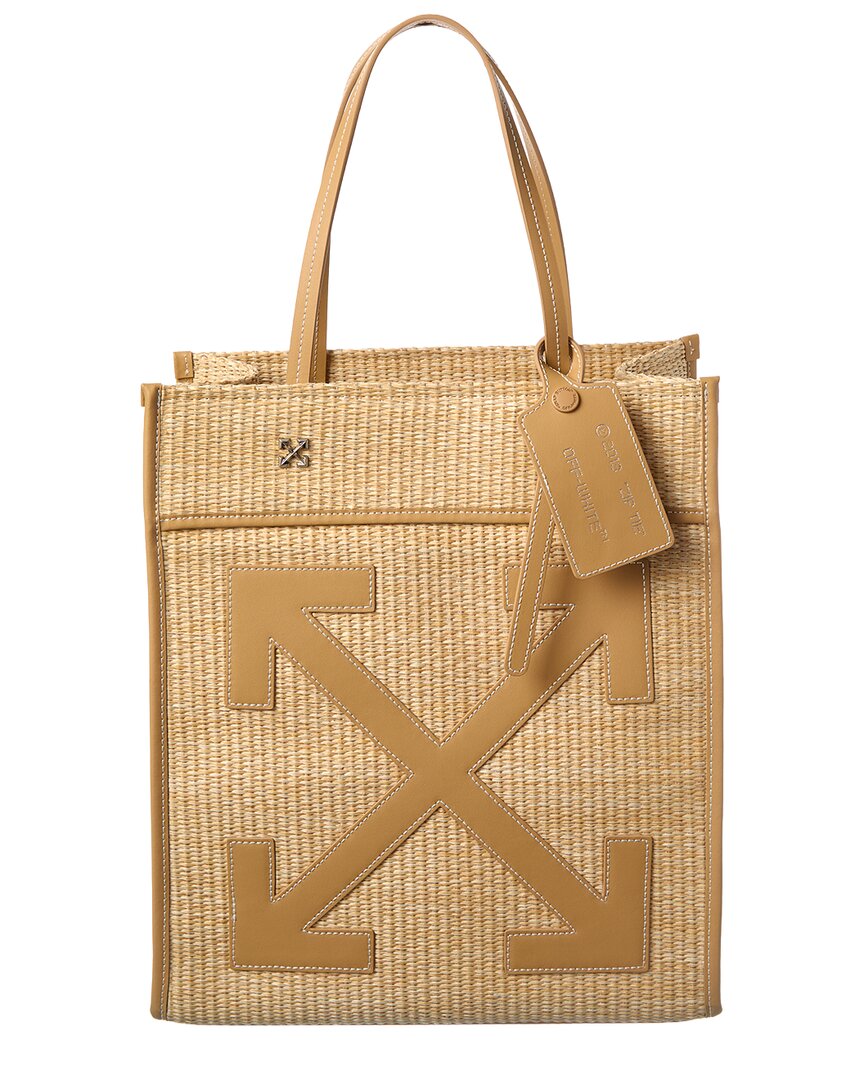 Off-White™ Boxy Large Straw & Leather Tote