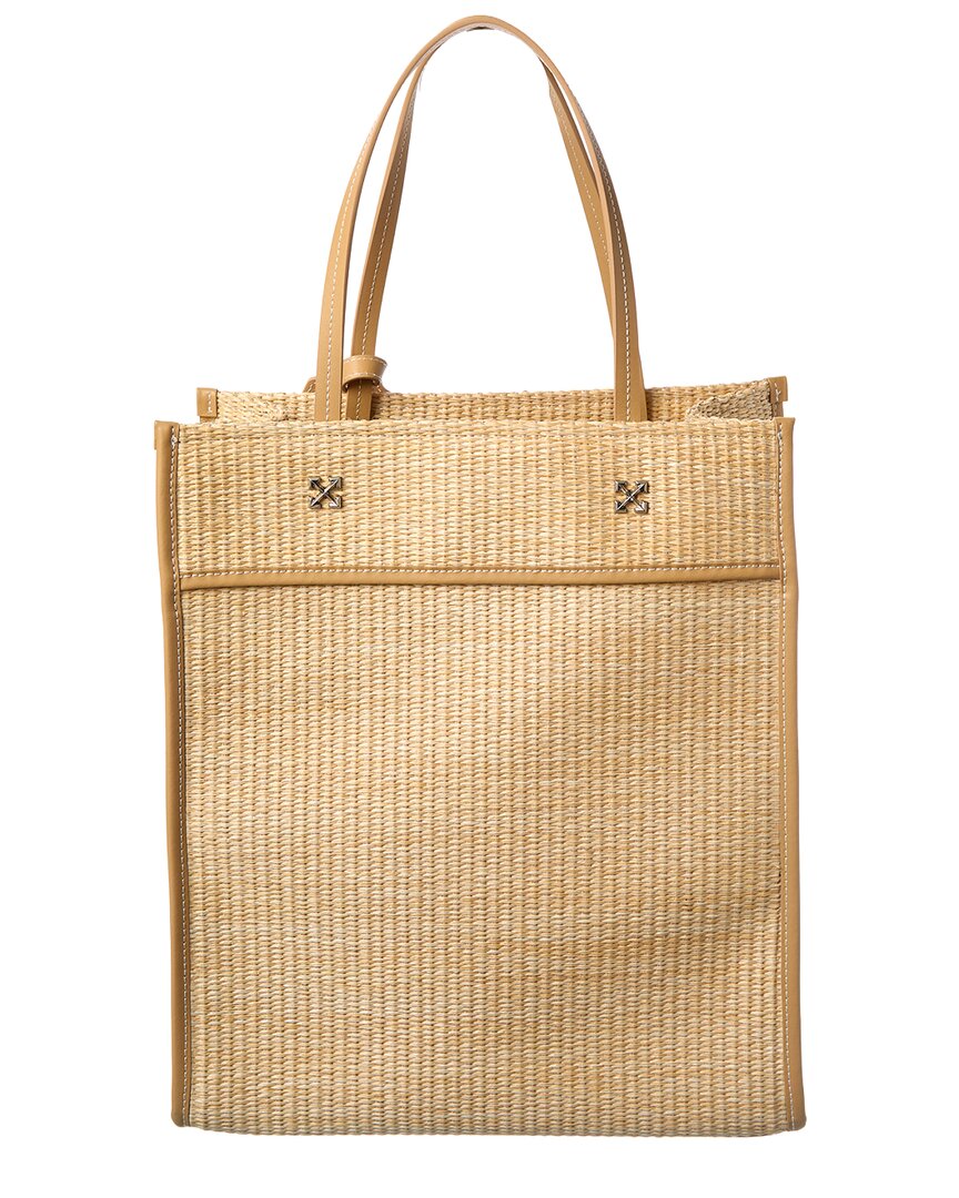 Off-White™ Boxy Large Straw & Leather Tote