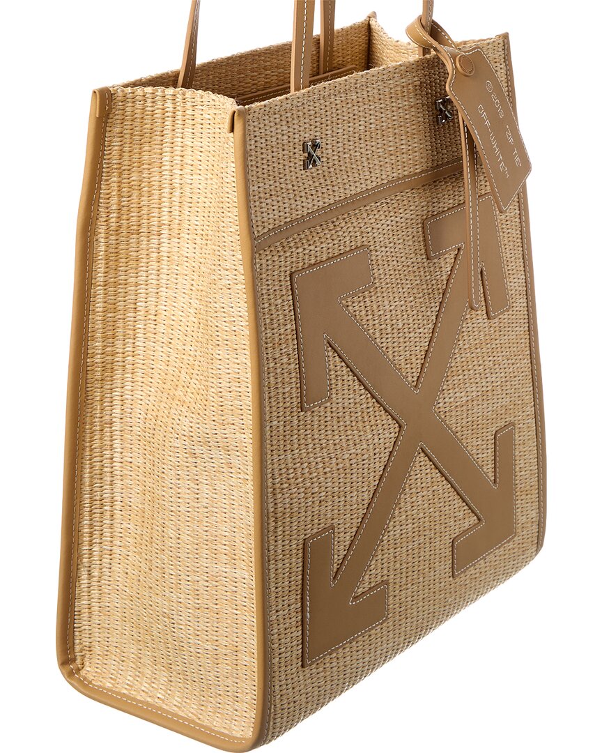 Off-White™ Boxy Large Straw & Leather Tote