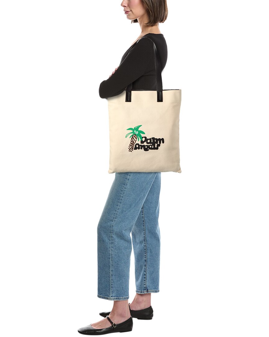 Palm Angels "Sketchy" Canvas & Leather Shopping Bag