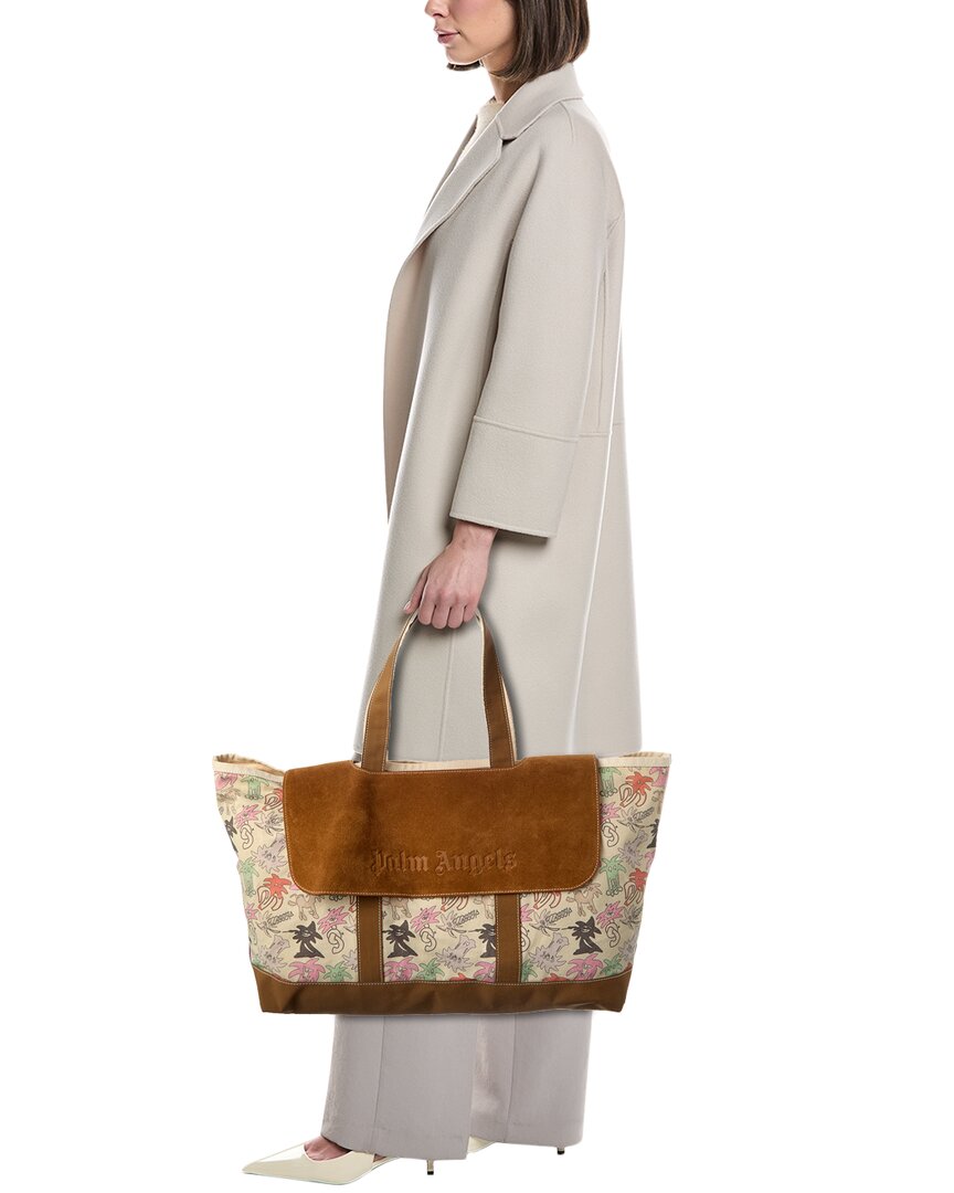Palm Angels Allover Palmity Classic Canvas & Suede Tote