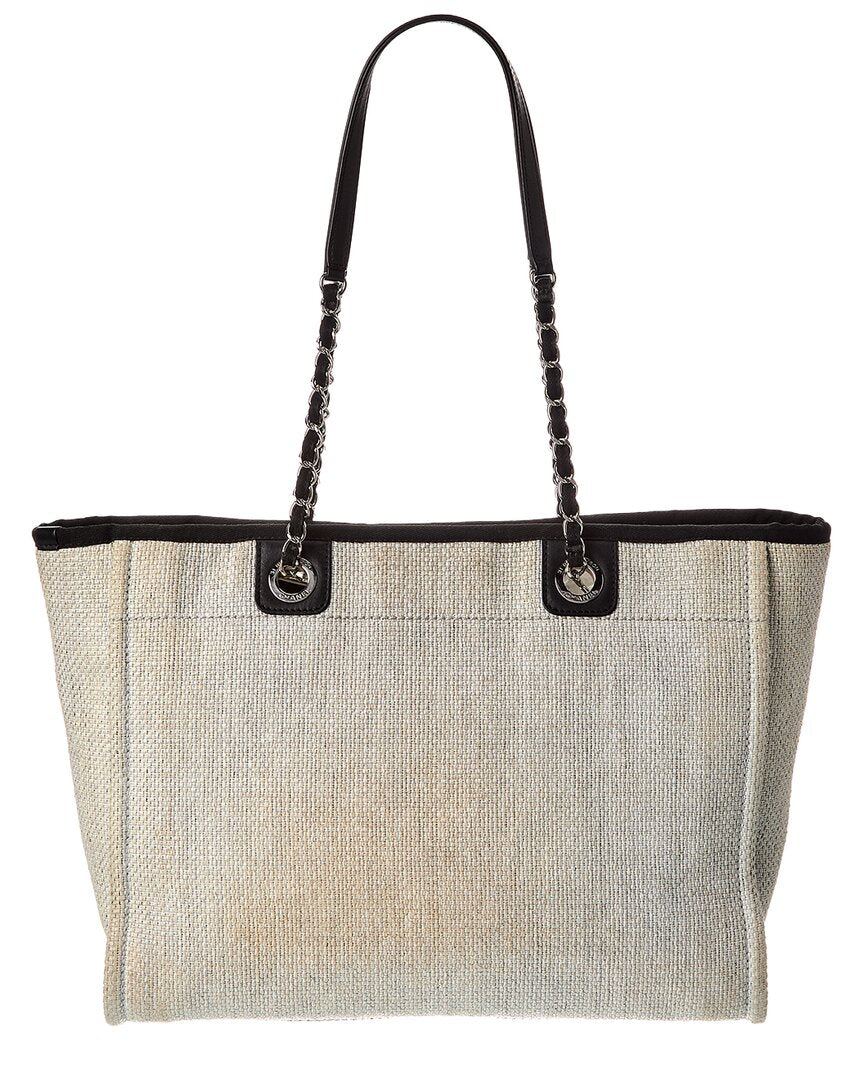 Chanel Grey Raffia Small Deauville Tote (Authentic  )