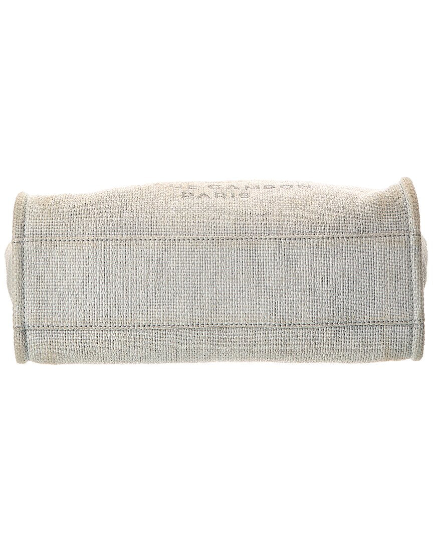 Chanel Grey Raffia Small Deauville Tote (Authentic  )