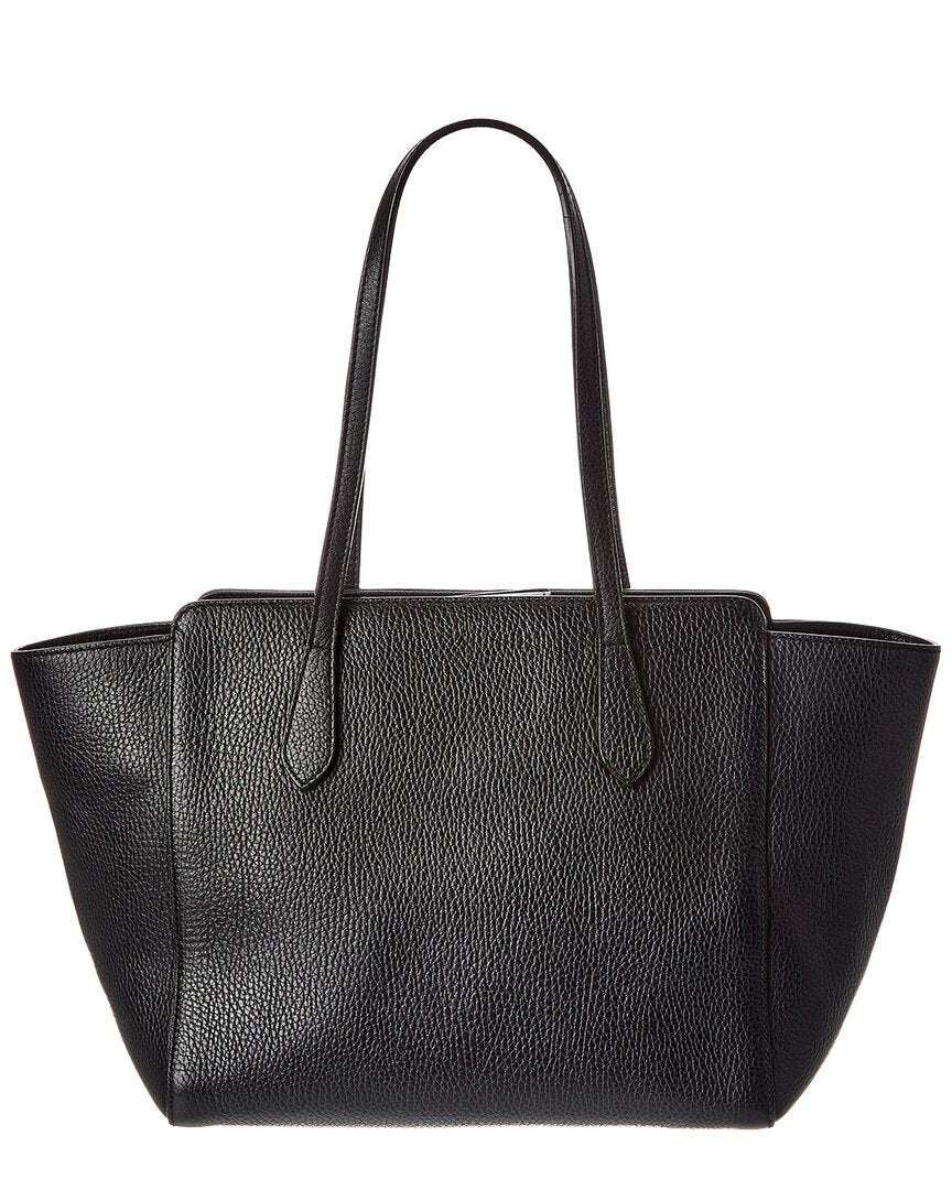 Gucci Black Pebbled Calfskin Leather Small Swing Tote (Authentic  )