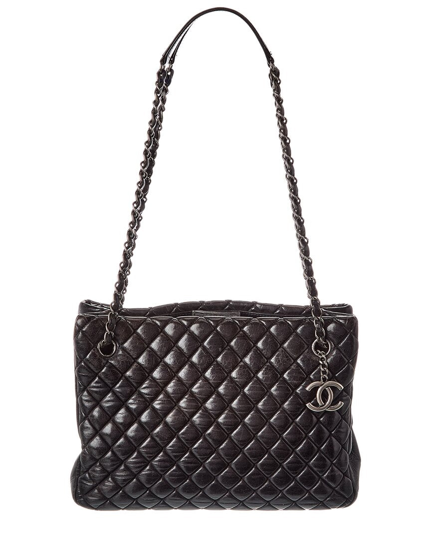 Chanel Black Lambskin Leather Cc New Bubble Tote (   )