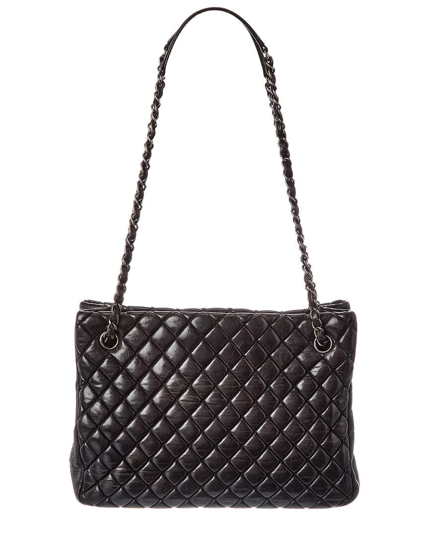 Chanel Black Lambskin Leather Cc New Bubble Tote (   )