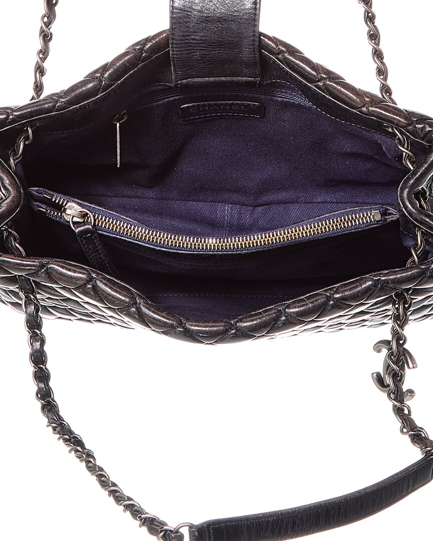 Chanel Black Lambskin Leather Cc New Bubble Tote (   )