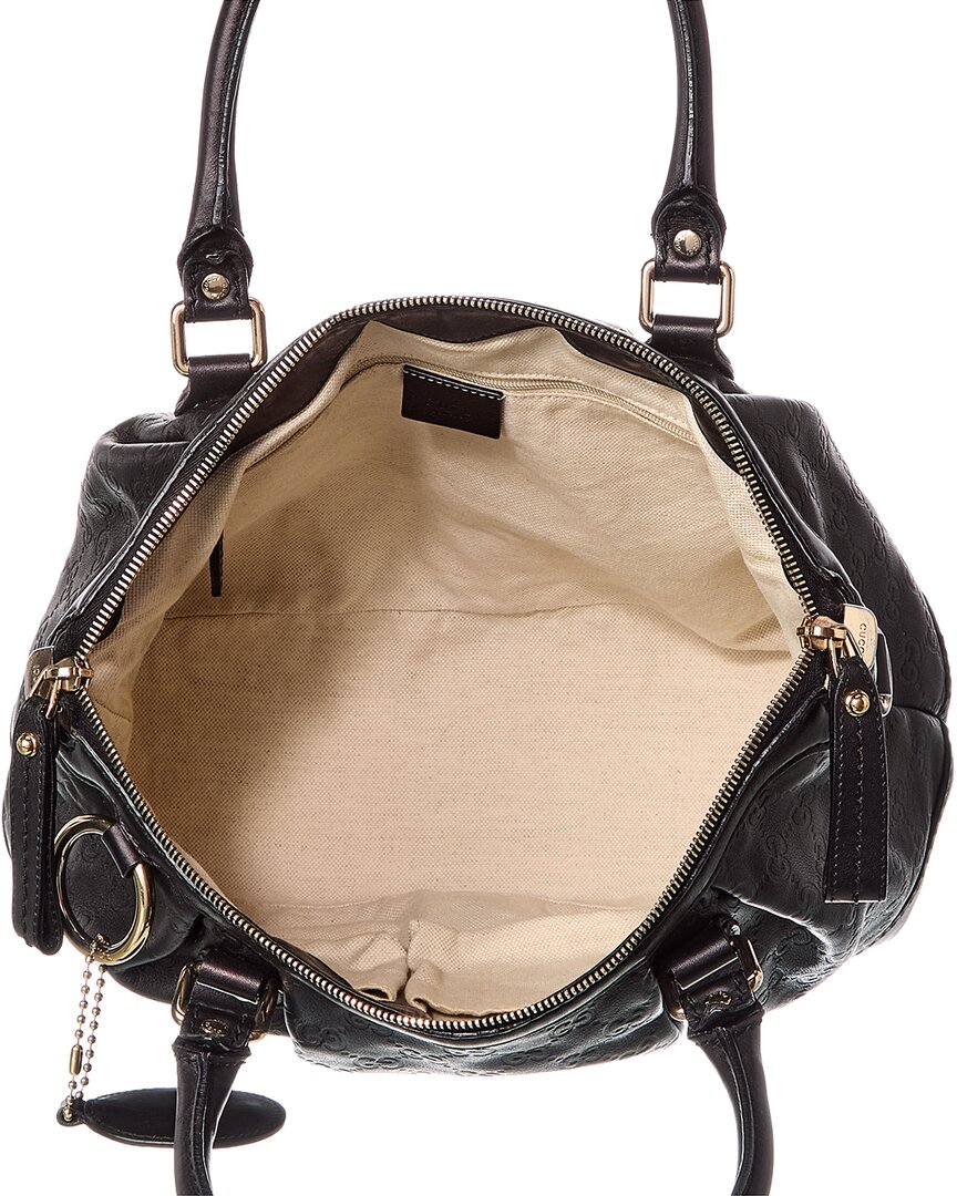 Gucci Black Lambskin Leather Sukey Gg Tote (Authentic  )