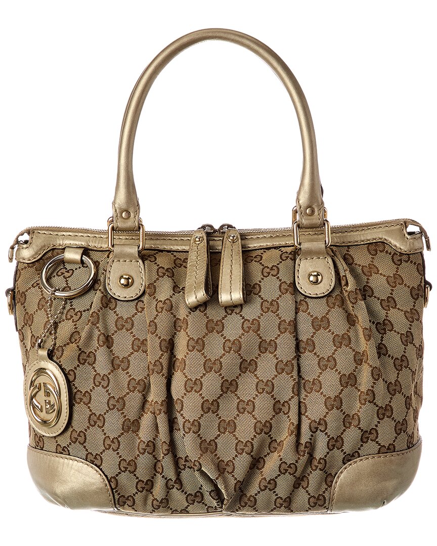 Gucci Dark Brown Gg Canvas Sukey Gg Tote (Authentic  )