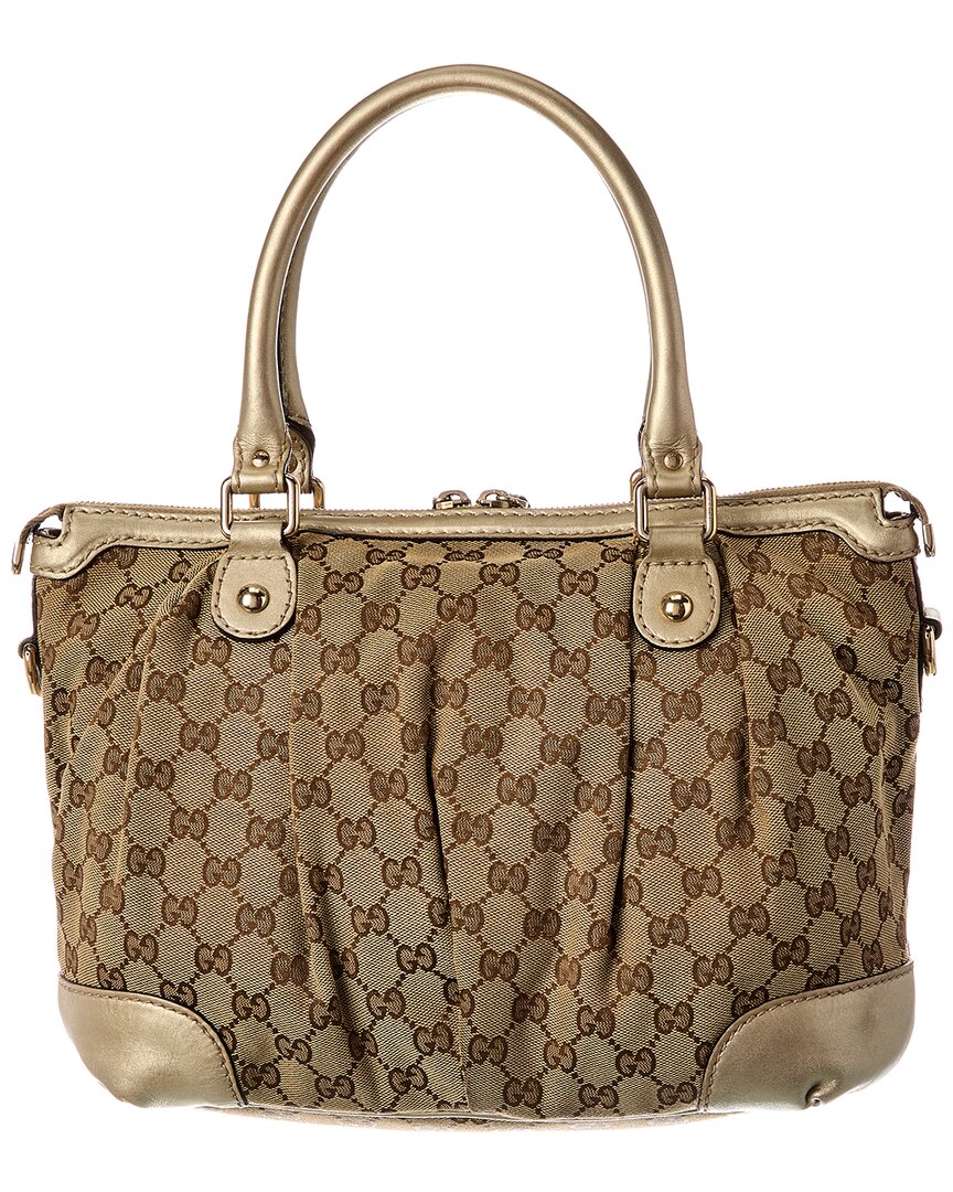 Gucci Dark Brown Gg Canvas Sukey Gg Tote (Authentic  )