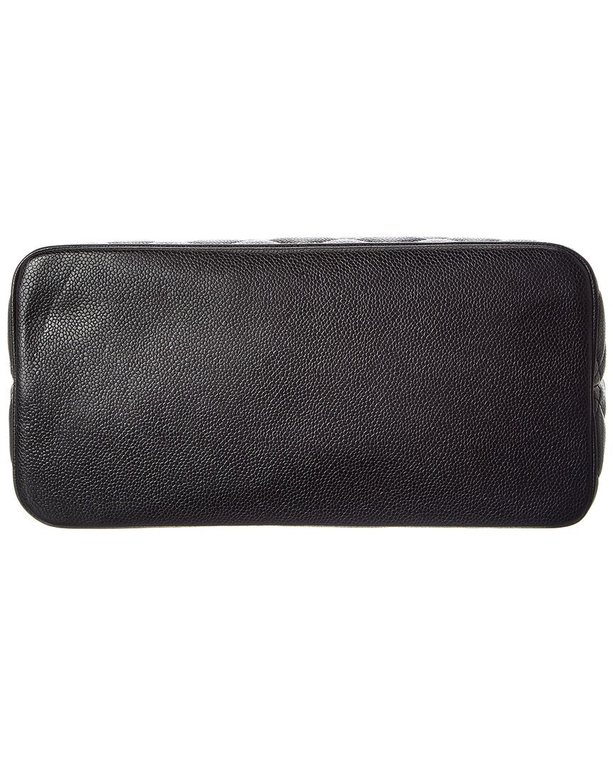 Chanel Black Quilted Caviar Leather Medallion Tote (Authentic  )