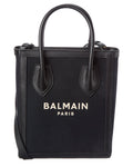 Balmain Logo Canvas & Leather Tote