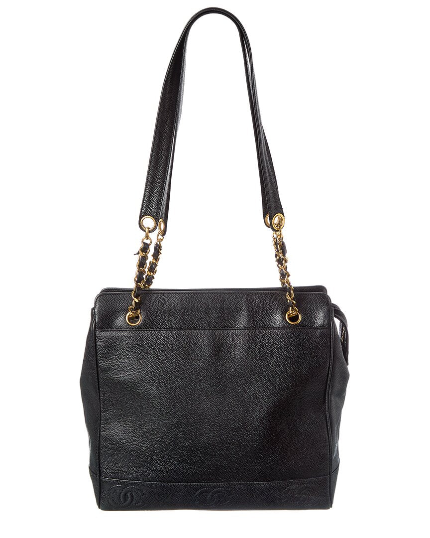 Chanel Black Caviar Leather Triple Cc Zip Tote (Authentic  )